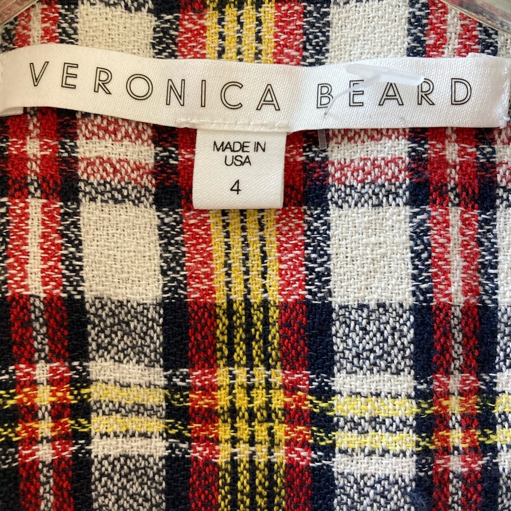 Veronica Beard Corinne  Plaid Button-Up Shirt Dress Gray Yellow Red Size 4 - Picture 12 of 14